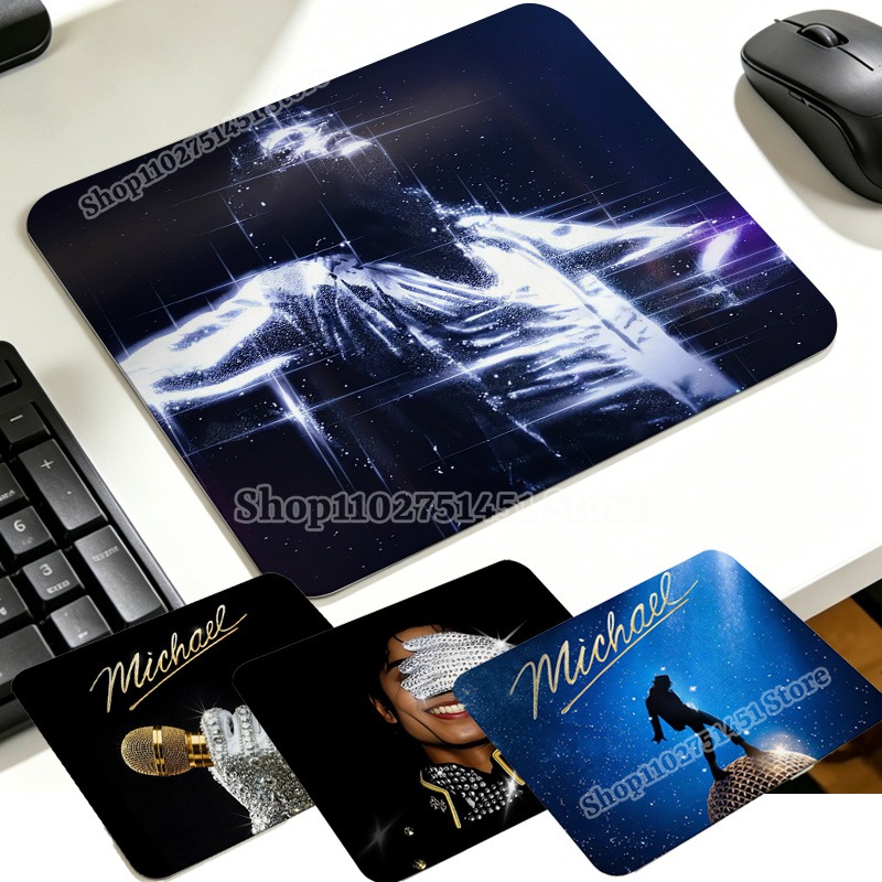 Gaming Accessories Wholesale - ราชาเพลงป๊อป ไมเคิล แจ็คสัน แผ่นรองเมาส์ MJ พิมพ์ลายแผ่นรองเมาส์สำหรับเล่นเกมผู้หญิงผู้ชายแล็ปท็อปเบาะกันลื่นแผ่นรองโต๊ะลำลองของขวัญสำหรับบ้าน