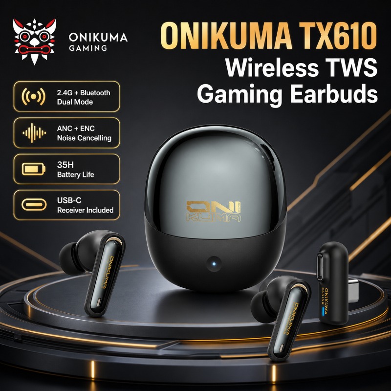 Gaming Accessories For Your Phone - ONIKUMA TX610 หูฟังสำหรับเล่นเกมไร้สายโหมดคู่ 2.4GHz บลูทูธ ANC