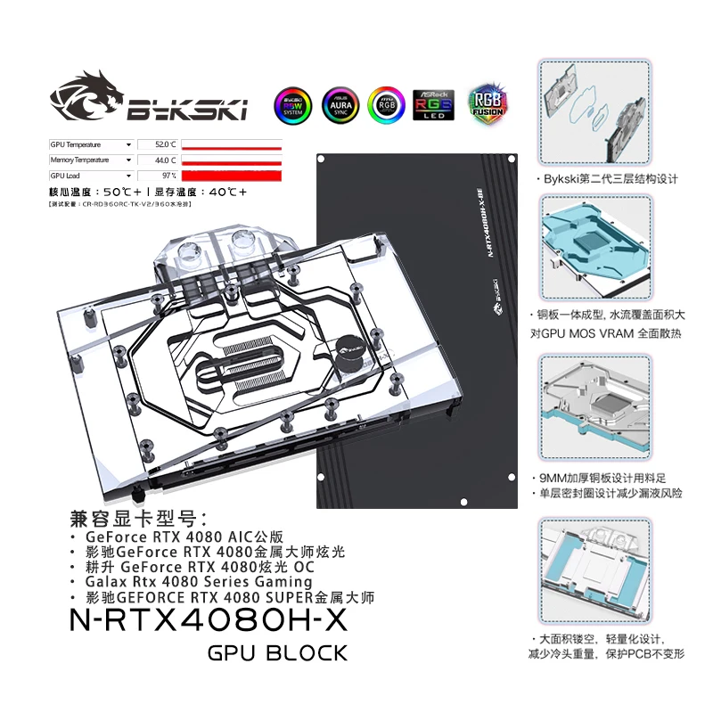 บล็อกน้ำ GPU Bykski สำหรับการ์ - Nvidia Vga Rtx 4080 บทวิจารณ์และราคา
